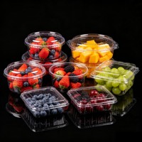 Boîte d'emballage PET multi-tailles, boîte de rangement en plastique transparente pour produits frais, desserts, applications de livraison à emporter