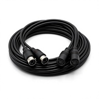 Kabel Ekstensi Audio DIN Hitam 5 Pin 6 Pin Konektor Bundar untuk Speaker Midi Home Theater