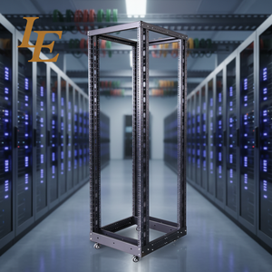 Rack de serveur 19 pouces standard ouvert avec 4 poteaux, base à 4 roulettes, groupe de coques en acier SPCC, 18U-47U en stock - Product Image 1