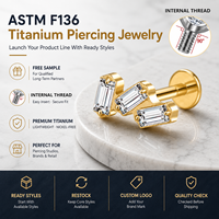 Bijoux de piercing corporel en Titane ASTM-F136 et Zircon, Piercing en Titane, Boucles d'oreilles à dos plat pour Tragus, Hélix, Daith, Lobe, Labret, Mariage
