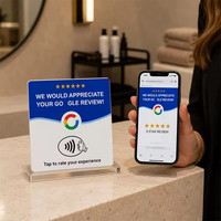 Support de table en acrylique 12 cm, carte de commentaires Google NFC NTAG215, autocollant étanche pour avis, OEM ODM personnalisé, RTS en stock