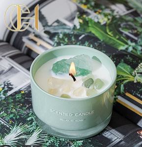 Prix d'usine C & H <span class=keywords><strong>bougie</strong></span> parfumée personnalisée avec cristal naturel décoration de la maison pot en verre de cire de soja personnalisé étiquette personnelle - Product Image 4