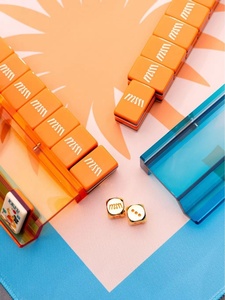 Orange <span class=keywords><strong>Paris</strong></span> Transfrontalier Foshan États-Unis Jeu de Mahjong de style européen et américain, tuiles en acrylique à trois couches, résistantes à la chaleur - Product Image 2
