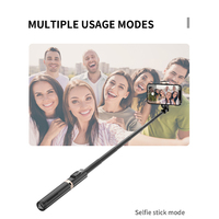 Q12 Perche à selfie sans fil pliable en aluminium, mini trépied invisible pour téléphone avec télécommande flexible détachable