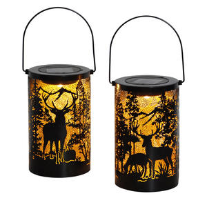 Farol <span class=keywords><strong>Solar</strong></span> de Metal Impermeable para Exteriores con Diseño de Ciervo Navideño Calado para Decoración de Jardines, Caminos y Patios - Product Image 6