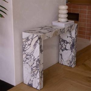 Mobilier de maison moderne et minimaliste <span class=keywords><strong>Table</strong></span> <span class=keywords><strong>console</strong></span> Calacatta pour alto Tables <span class=keywords><strong>console</strong></span> d'entrée de salon en marbre blanc aiguisé - Product Image 4