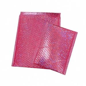 Enveloppe d'expédition en plastique à bulles nacrée aluminisée rose à paillettes, personnalisée en gros - Product Image 4