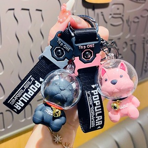 Factory Wholesale Fashion Key Chain Keyring Car Bag Pendant 3D PVC Creative Cute Cartoon Space French Bulldog Keychain