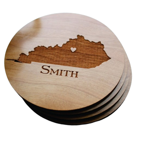 Posavasos decorativos de diseño impreso de nogal, venta al por mayor, posavasos de té de madera de nogal de forma redondeada para el té de la noche en casa - Product Image 2