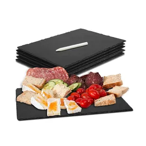 Wholesale Black 200x300x4-6mm Rectangle Catering Slate Stone Dishes And Plates