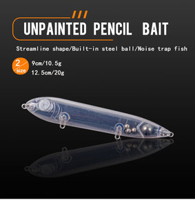 <span class=keywords><strong>Pesca</strong></span> en el mar cosa grande flotante lápiz en blanco señuelo cebo transparente sin pintar embriones 20g/12,5 cm - Product Image 4