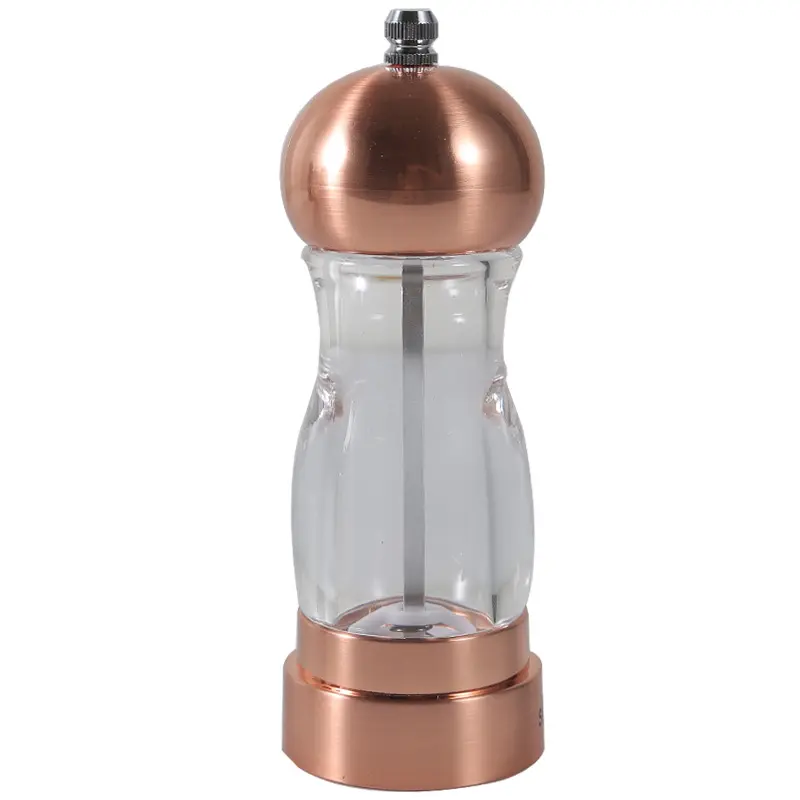 Customized 6 inch Manual Acrylic Pepper Mill Pepper Spice Salt Mill Grinder In 2 Size Available Silver And Rose Gold Color