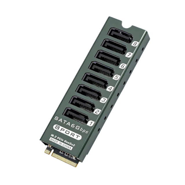 8 Port SATA 6Gbps Expansion Card M.2 PCIe 3.0 M Key Adapter for HDD SSD Server NAS PC