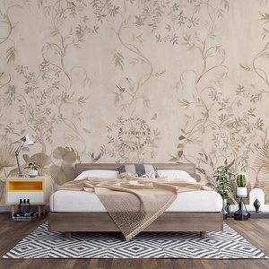 <span class=keywords><strong>Carta</strong></span> <span class=keywords><strong>da</strong></span> <span class=keywords><strong>Parati</strong></span> Autoadesiva Impermeabile per Decorazione Murale, Motivo <span class=keywords><strong>Foglie</strong></span> di Palma e Farfalle, Colore Beige Chiaro - Product Image 2