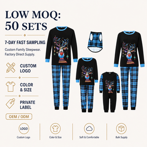 Conjuntos de Ropa de Salón Personalizados, Pijamas Familiares a Juego para Navidad, Ropa de Dormir de Algodón para Papá, Mamá <span class=keywords><strong>y</strong></span> Bebé, Conjuntos a Juego para Mamá e Hija - Product Image 1