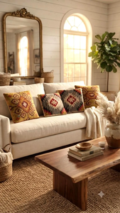Ensemble de 4 housses de coussin Kilim faites à la main en laine et jute, style bohème tribal, pour canapé, salon, chambre, décoration rustique pour la maison - Product Image 2