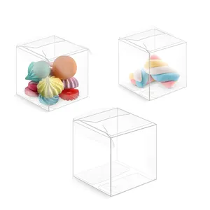 Şeffaf plastik kutular küçük plastik kare hediye kutusu Mini küp konteynerler plastik ambalaj kutusu