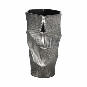 Vaso in metallo moderno con texture, design scultoreo per soggiorno, camera da letto, decorazione per la casa. - Product Image 4