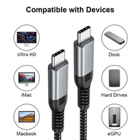 20Gbps 100W Type C Câble 3M Charge Rapide Pour Station D'accueil/MacBook/Ordinateur Portable/Disque U Haute Vitesse/Caméra Haute Vitesse