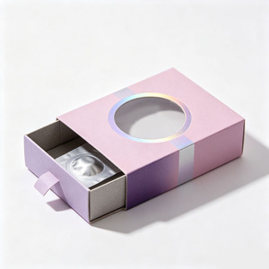 Boîte à tiroir personnalisée en carton pour lentilles de contact avec fenêtre ronde et impression holographique pour 10 à 30 lentilles de contact - Product Image 6