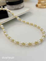 Colliers pendentifs en perles élégants et très vendus, avec perles de fausse perle et perles métalliques dorées mélangées, longue chaîne, pour tenue de soirée romantique