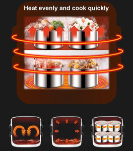 Home Office Portable Food 304 Stainless Steel Heated Insulated Bucket Hot Lunch Box - Product Image 6