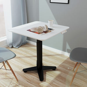 बिजली ऊंचाई समायोज्य एकल पैर एक मोटर डेस्क पहियों के साथ चल कॉफी टेबल - Product Image 5