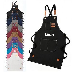 Delantal Elegante de Lona de Algodón Negra con Hebilla Ajustable y Logotipo Personalizado para Uniforme de Restaurante, Camarero, Florista, Jardín - Product Image 1