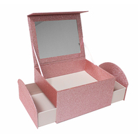 Boîte-cadeau de luxe portable et étanche avec miroirs, personnalisable avec logo imprimé, design rose, pour ensemble cosmétique et soins de la peau, avec fermeture magnétique