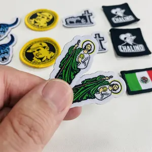 Weaving Badges Op Maat Gemaakte Mexicaanse Patches Naam Logo Merrow Rand Groen Jesus Geweven Patch Labels Voor Kleding Hoed