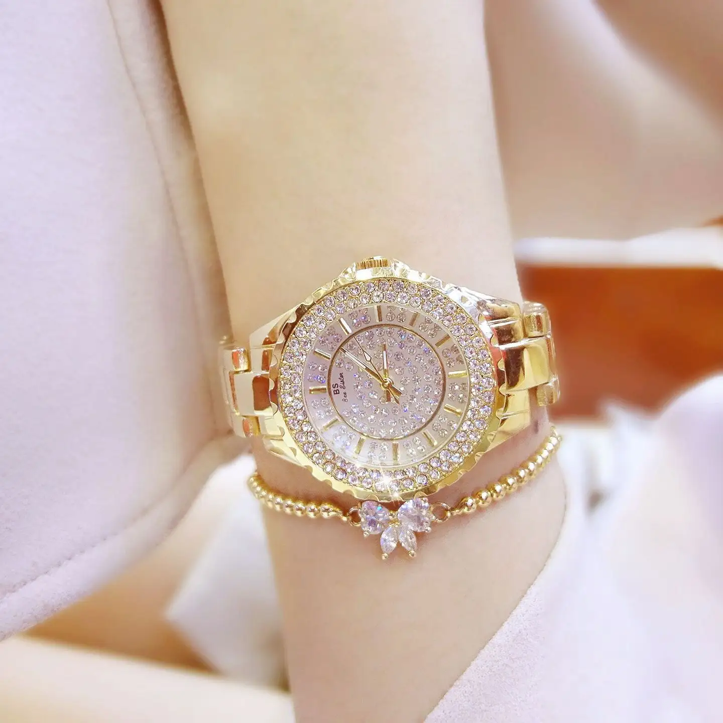Women Watches 2021 Luxury Brand Diamond Quartz Ladies Rose Gold Watch Stainless Steel Clock Dress Watch Ladies