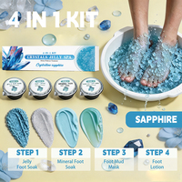 Kit de Pédicure Spa 4-en-1 aux Cristaux de Gelée, Traitement Purifiant Deluxe pour les Pieds au Saphir, Marque Privée en Gros pour Fournitures de Spa Ongulaire