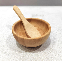 Lot de 3 ustensiles de table en bambou poli écologiques, mini bols à salade, cuillères et spatule – Légers et durables – Meilleures ventes en gros