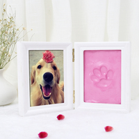 Cadre photo rectangulaire classique et élégant en bois massif, durable et créatif, avec empreintes de pattes de chien et de chat imprimées, pour commémoration