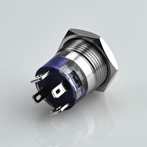 Interrupteur à bouton-poussoir 16 mm 19 mm, corps métallique avec éclairage LED annulaire, contact NO NC et fonction marche/arrêt - Product Image 1