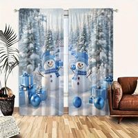 Rideaux de Noël en polyester à imprimé numérique flocons de neige et nœuds, pour fenêtre de salon, ensemble de vente en gros