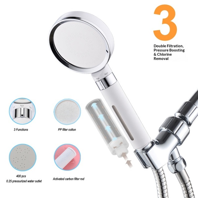 Cross-border New Hot-Selling ABS Filtered Pressurized Water-Saving Handheld Showerhead Modern Simple Design Bathroom