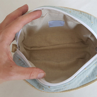 Benutzer definiertes Logo Luxus Gold Punkte Folie Doppel Baumwolle Gaze Toiletten artikel Make-up Tasche Kosmetik beutel