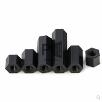 Vis d'espacement noires M2 M2.5 M3 M4 * L colonne d'espacement hexagonale en Nylon écrou d'accouplement en plastique Nylon à Double passage à tête plate