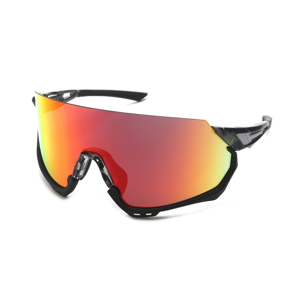cadre noir-film gris transparent brillant-pied rouge
