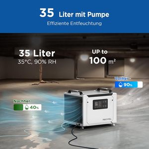 モイスウェル新型電気式除湿機35L、5m排水ホースと自動霜取り機能付き |   クロールスペースと地下室の商業利用 - Product Image 2