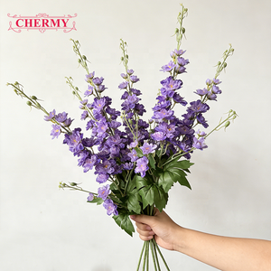 TH948 commercio all'ingrosso di seta <span class=keywords><strong>lungo</strong></span> ramo Delphinium stelo fiori <span class=keywords><strong>viola</strong></span> blu floreale disposizione di nozze - Product Image 3
