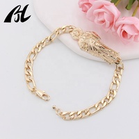 Bracelets à breloques de bijouterie fantaisie en gros, religieux, San Judas, en laiton plaqué or 14 carats, avec strass en cristal, réglables, unisexe
