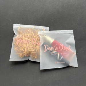 Branded Frosted Zip Lock Bags - Square <b>Plastic</b> <b>Packaging</b> Pouches for Cosmetics & Dance Accessories - Product Image 1