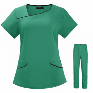 Ensemble de blouses médicales professionnelles avec haut à col en V et pantalon à cordon de serrage, tissu doux, parfait pour les longues journées de travail - Product Image 6