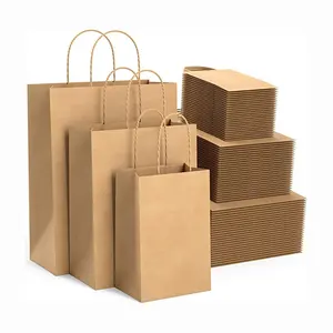 Eco-Friendly Recycled Black White Food Takeaway Packaging Craft Paper Bag Shop Gift Shopping Brown Kraft Paper Bags