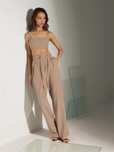 Pantalons droits en tissu sergé pour femmes, <span class=keywords><strong>pantalon</strong></span> de costume vintage sans blazer, <span class=keywords><strong>pantalon</strong></span> droit personnalisé pour femmes - Product Image 3