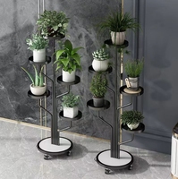 Support à plantes en acier doré à 2 niveaux, étagère porte-fleurs de 31 pouces avec revêtement en poudre, design moderne et minimaliste pour la maison et le jardin
