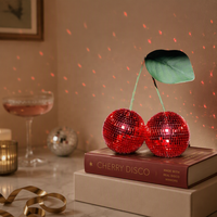 Boule disco rouge cerise en verre miroir pour fête de Noël et mariage
