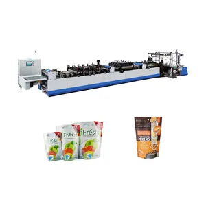 Fully Automatic Laminated 3 Side Seal Stand Up Doypack Snack Packaging Bag Making Machine Ziplock Food Bag Pouch Making Machine